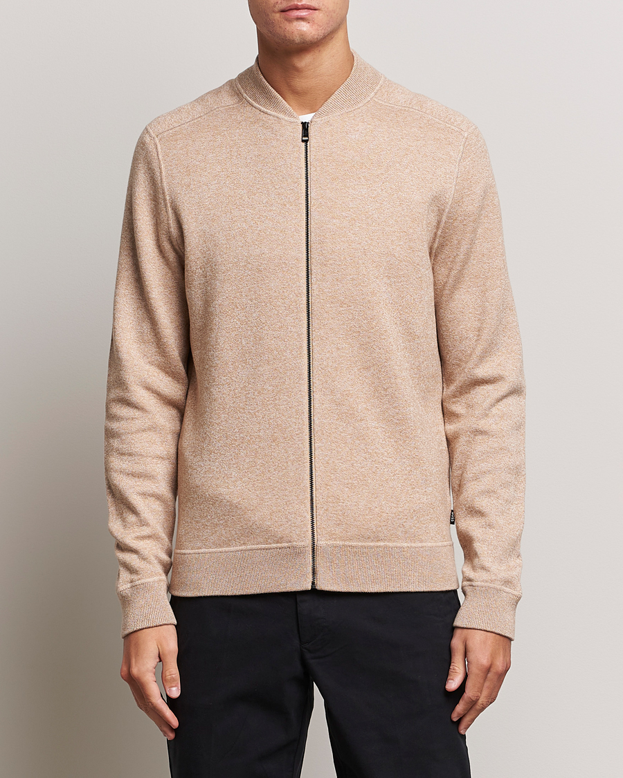 Heren | Truien | BOSS BLACK | Onorto Full Zip Sweater Medium Beige