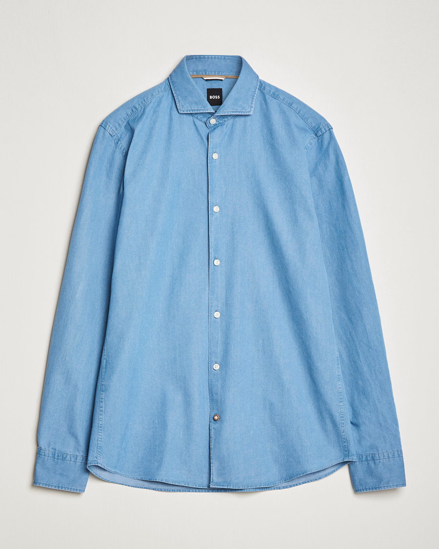Heren | Overhemden | BOSS BLACK | Hal Denim Shirt Open Blue