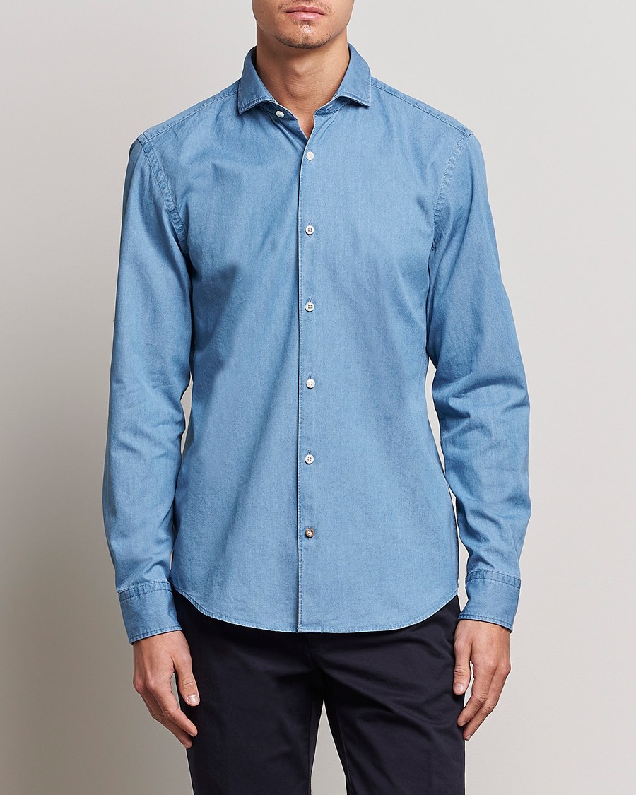 Heren | Overhemden | BOSS BLACK | Hal Denim Shirt Open Blue