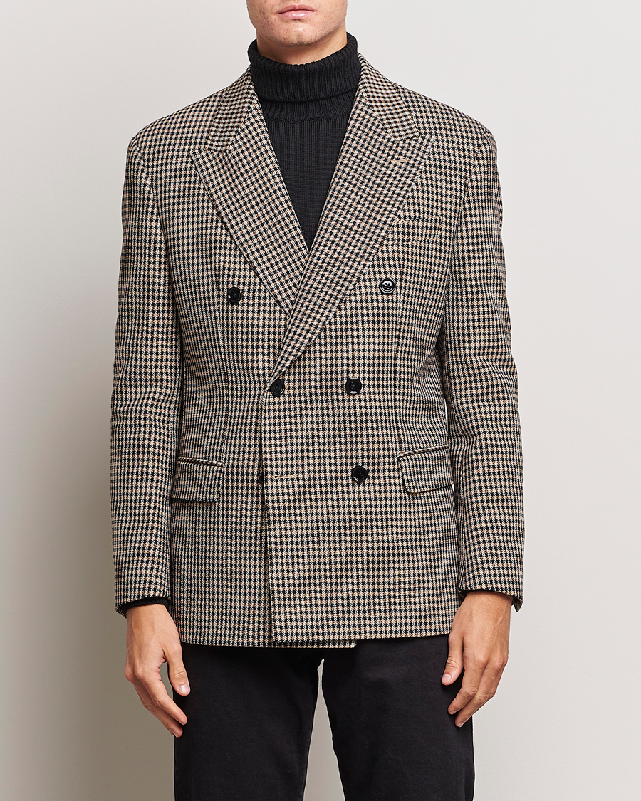 Heren | Blazers | BOSS BLACK | Carper Tweed Checked Double Breasted Blazer Beige