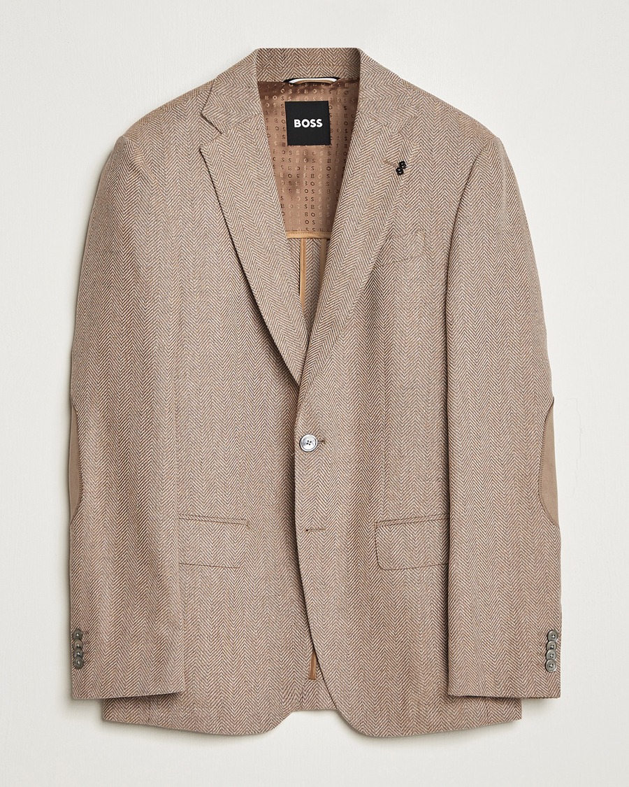 Heren | Blazers | BOSS BLACK | Huston Herringbone Blazer Medium Beige