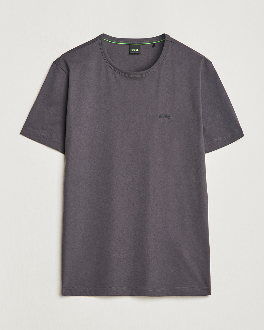 Heren | T-shirts | BOSS GREEN | Curved Logo Crew Neck T-Shirt Dark Grey