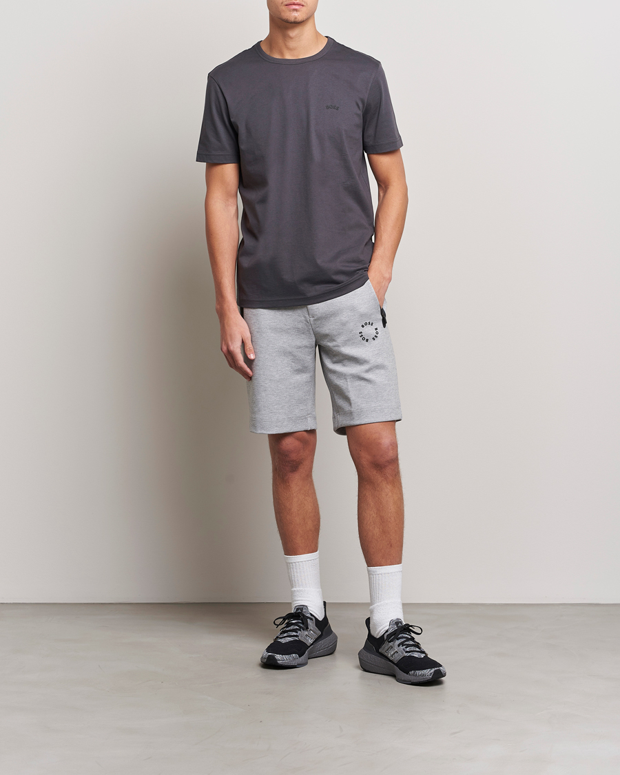 Heren | T-shirts | BOSS GREEN | Curved Logo Crew Neck T-Shirt Dark Grey