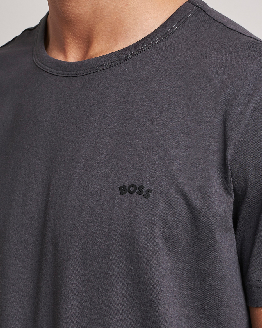 Heren | T-shirts | BOSS GREEN | Curved Logo Crew Neck T-Shirt Dark Grey