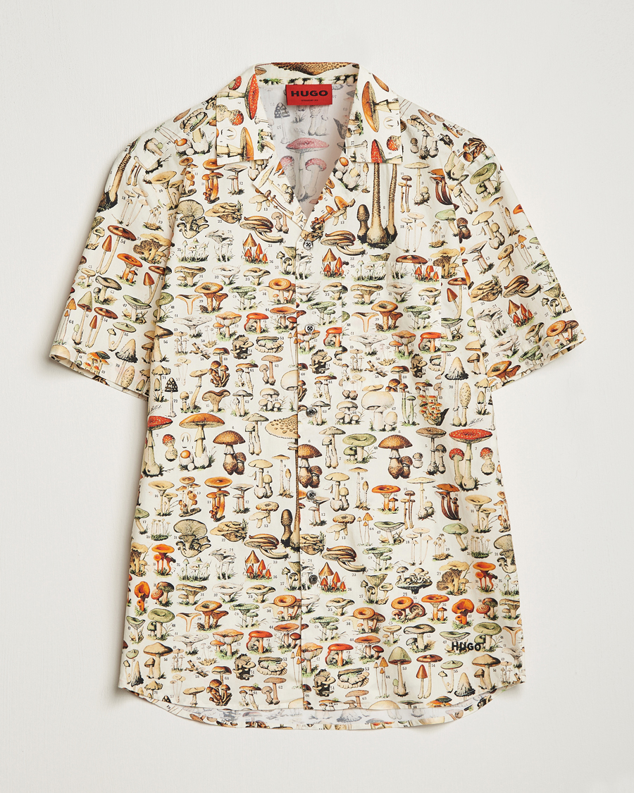 Heren |  | HUGO | Ellino Mushroom Short Sleeve Shirt Beige Overflow