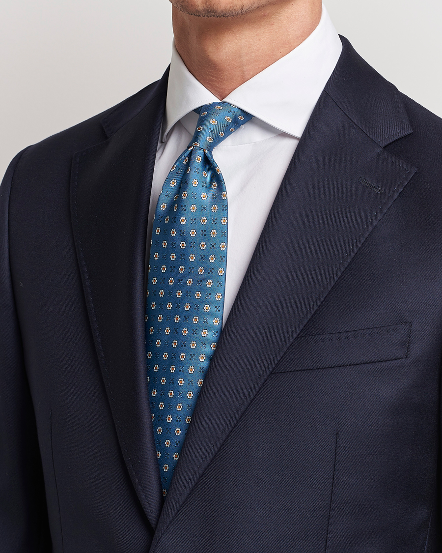 Heren |  | E. Marinella | 3-Fold Printed Silk Tie Blue