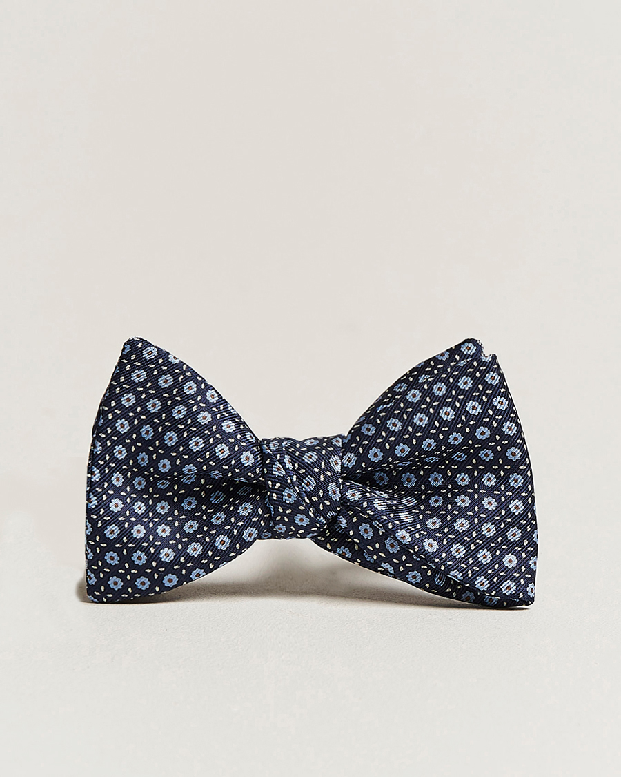 Heren | Vlinderdassen | E. Marinella | Printed Silk Bow Tie Navy