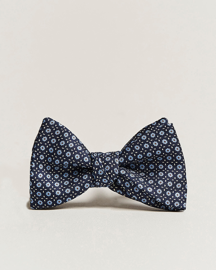 Heren | E. Marinella Printed Silk Bow Tie Navy | E. Marinella | Printed Silk Bow Tie Navy