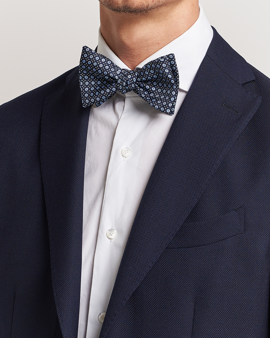 Heren | E. Marinella | E. Marinella | Printed Silk Bow Tie Navy