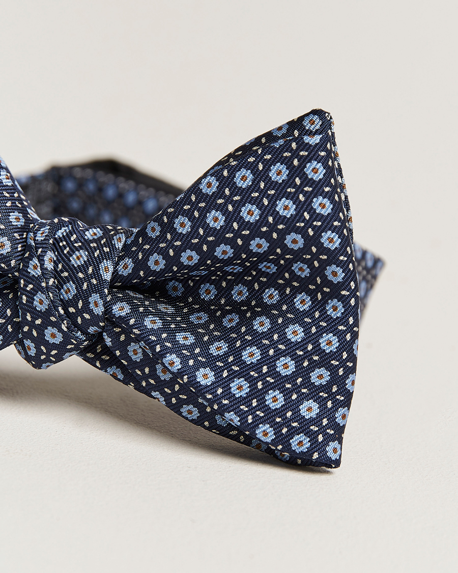 Heren | E. Marinella Printed Silk Bow Tie Navy | E. Marinella | Printed Silk Bow Tie Navy