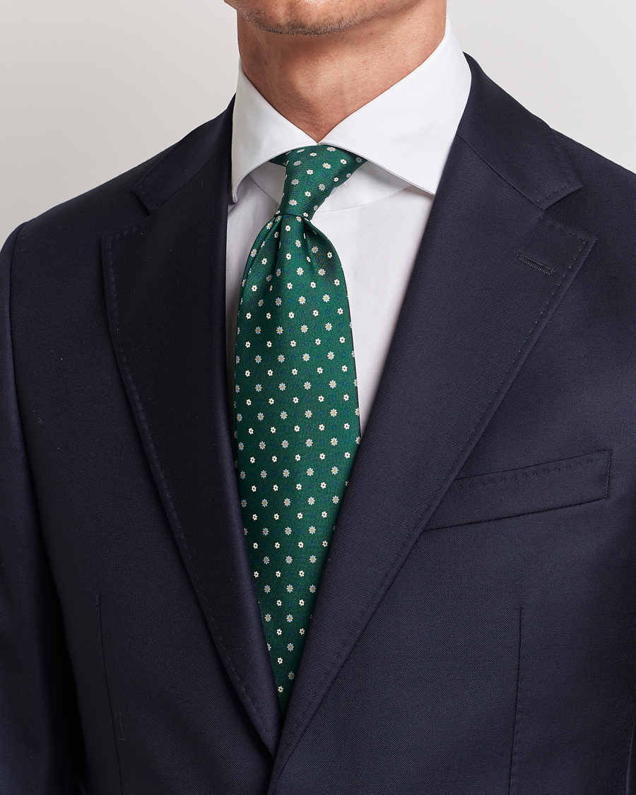 Heren |  | E. Marinella | 3-Fold Printed Silk Tie Racing Green