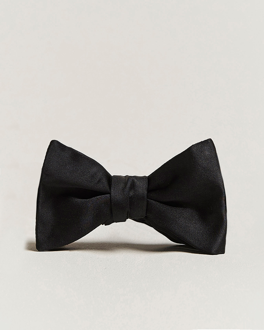 Heren | E. Marinella Silk Bow Tie Black Satin | E. Marinella | Silk Bow Tie Black Satin