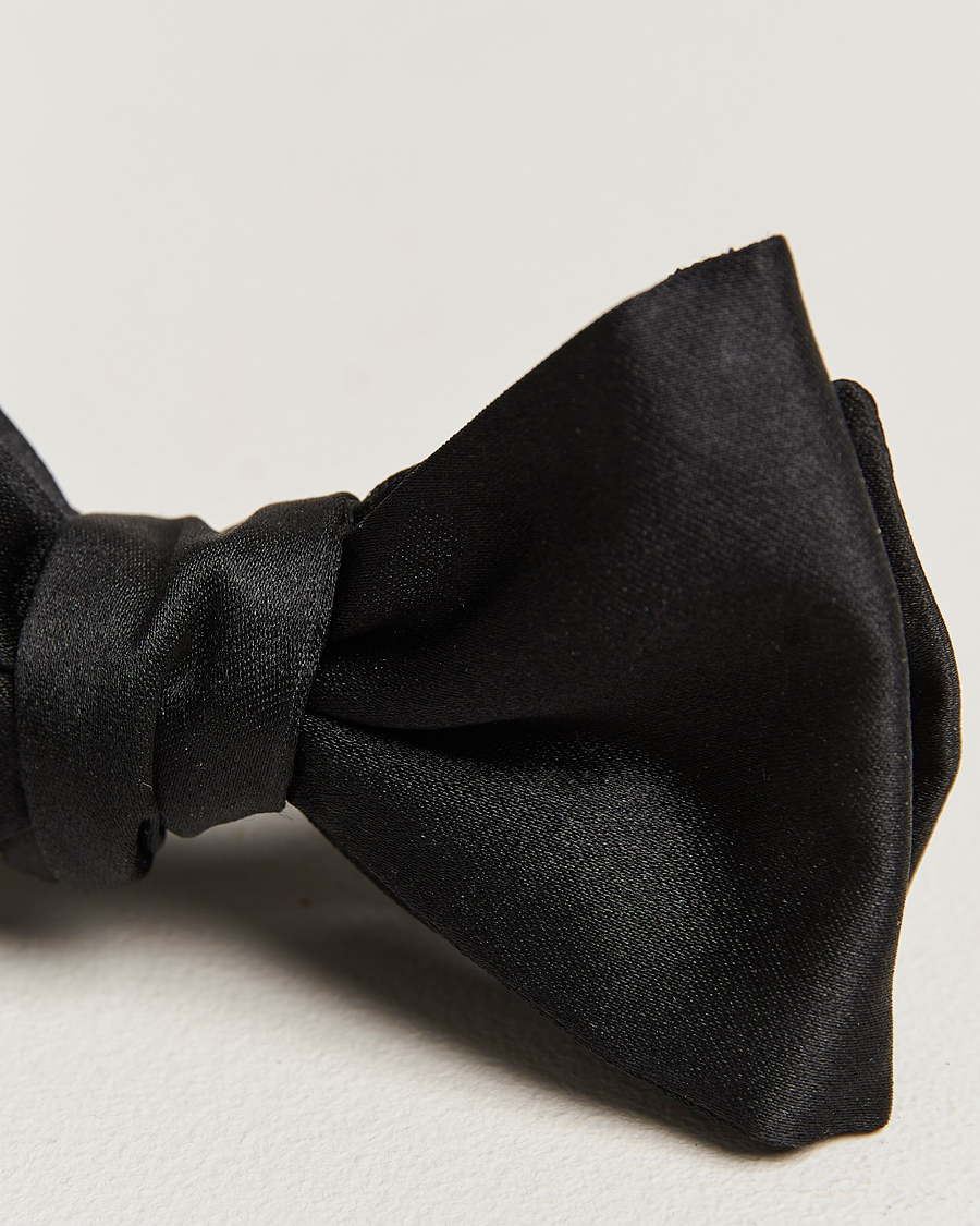 Heren | E. Marinella Silk Bow Tie Black Satin | E. Marinella | Silk Bow Tie Black Satin