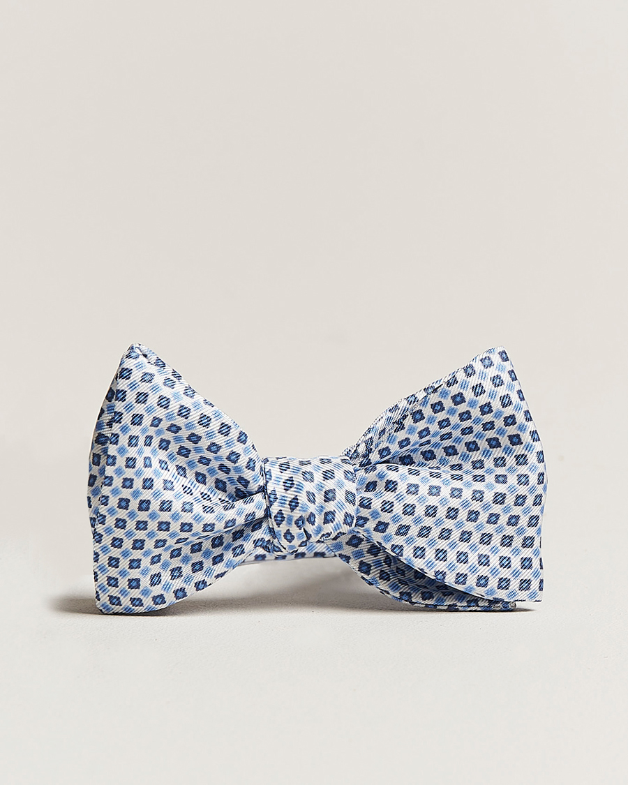 Heren | Vlinderdassen | E. Marinella | Silk Bow Tie White/Blue