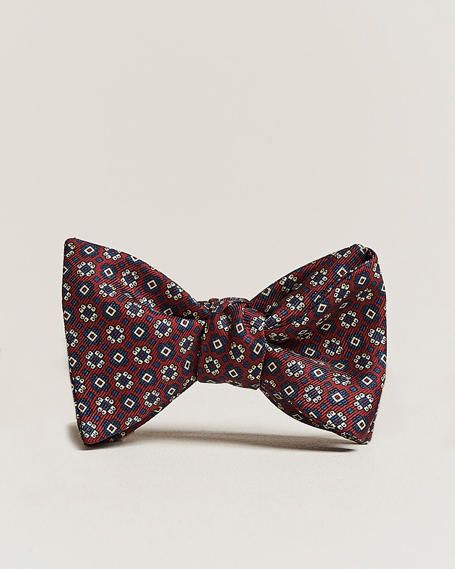 Heren | E. Marinella Printed Silk Bow Tie Burgundy | E. Marinella | Printed Silk Bow Tie Burgundy