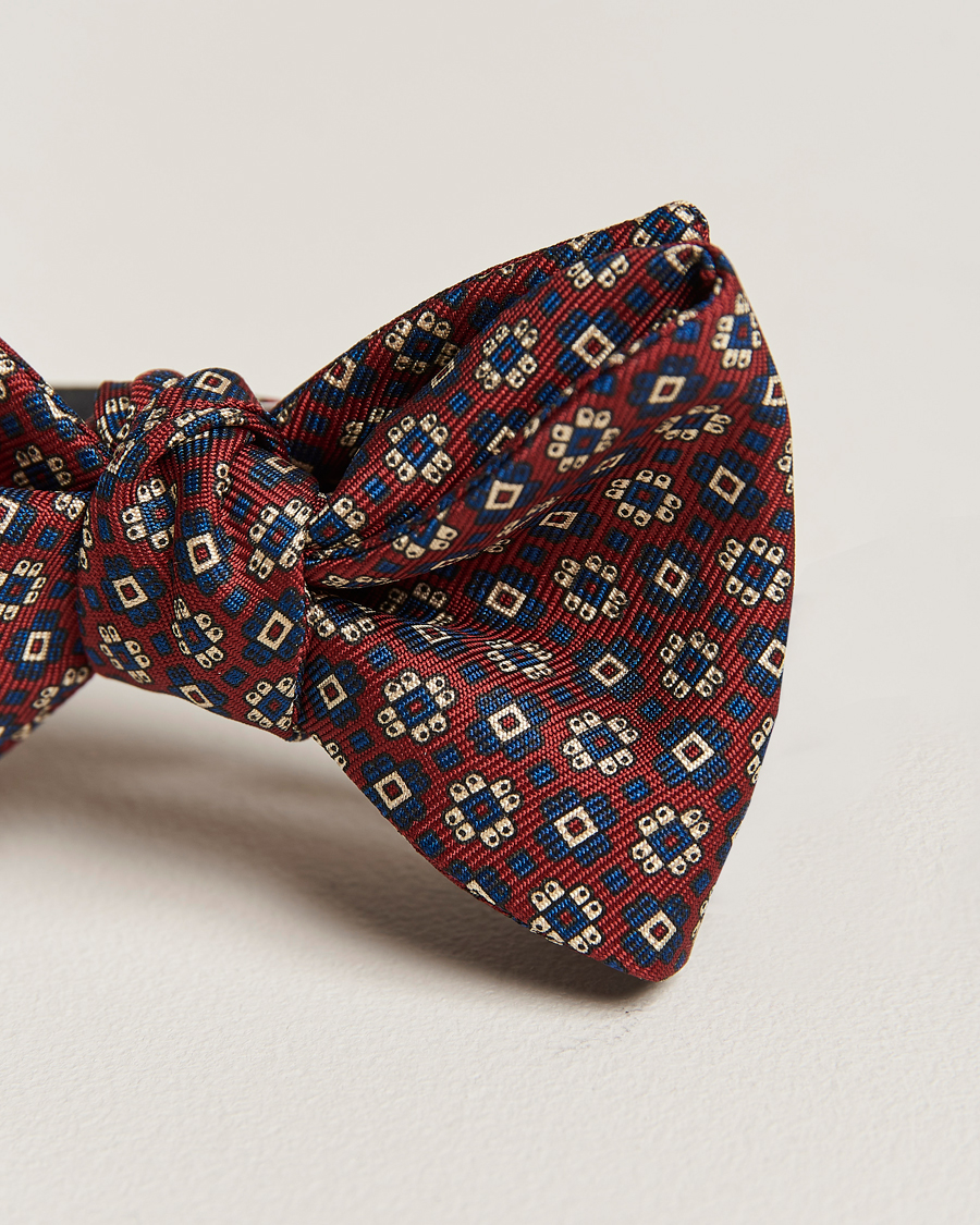 Heren | E. Marinella Printed Silk Bow Tie Burgundy | E. Marinella | Printed Silk Bow Tie Burgundy