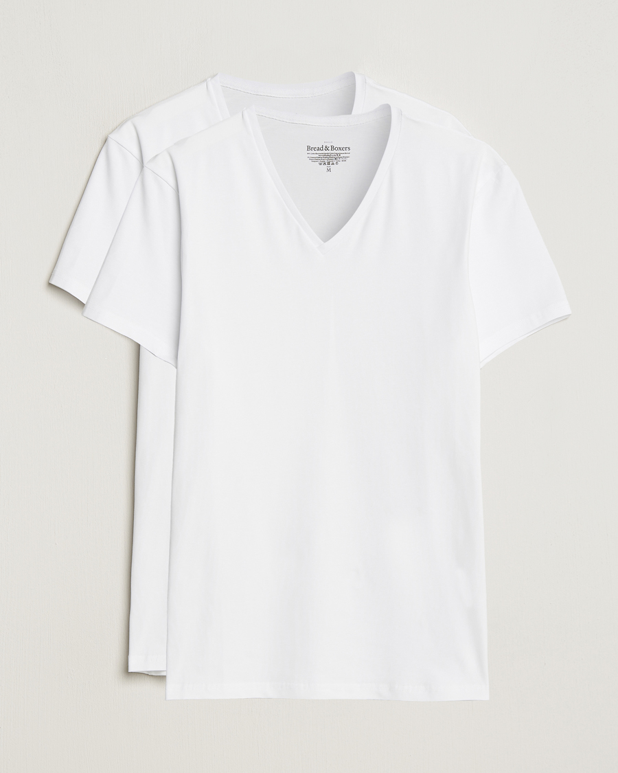 Heren | T-shirts | Bread & Boxers | 2-Pack V-Neck T-Shirt White