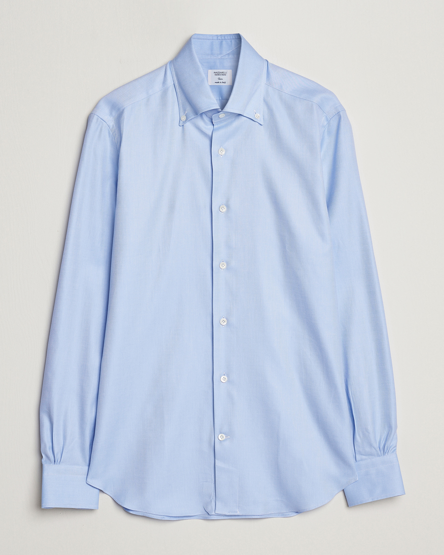 Heren | Overhemden | Mazzarelli | Soft Button Down Twill Shirt Light Blue