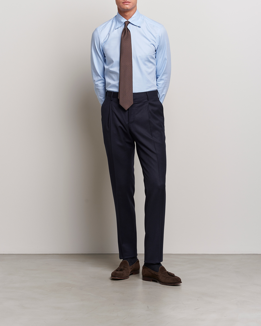 Heren | Overhemden | Mazzarelli | Soft Washed Button Down Oxford Shirt Light Blue