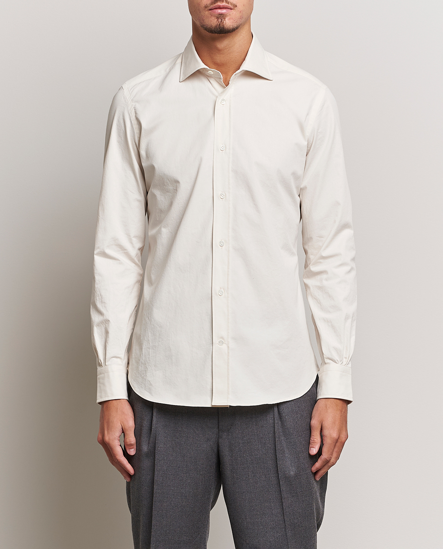 Heren | Mazzarelli | Mazzarelli | Soft Twill Cotton Shirt White