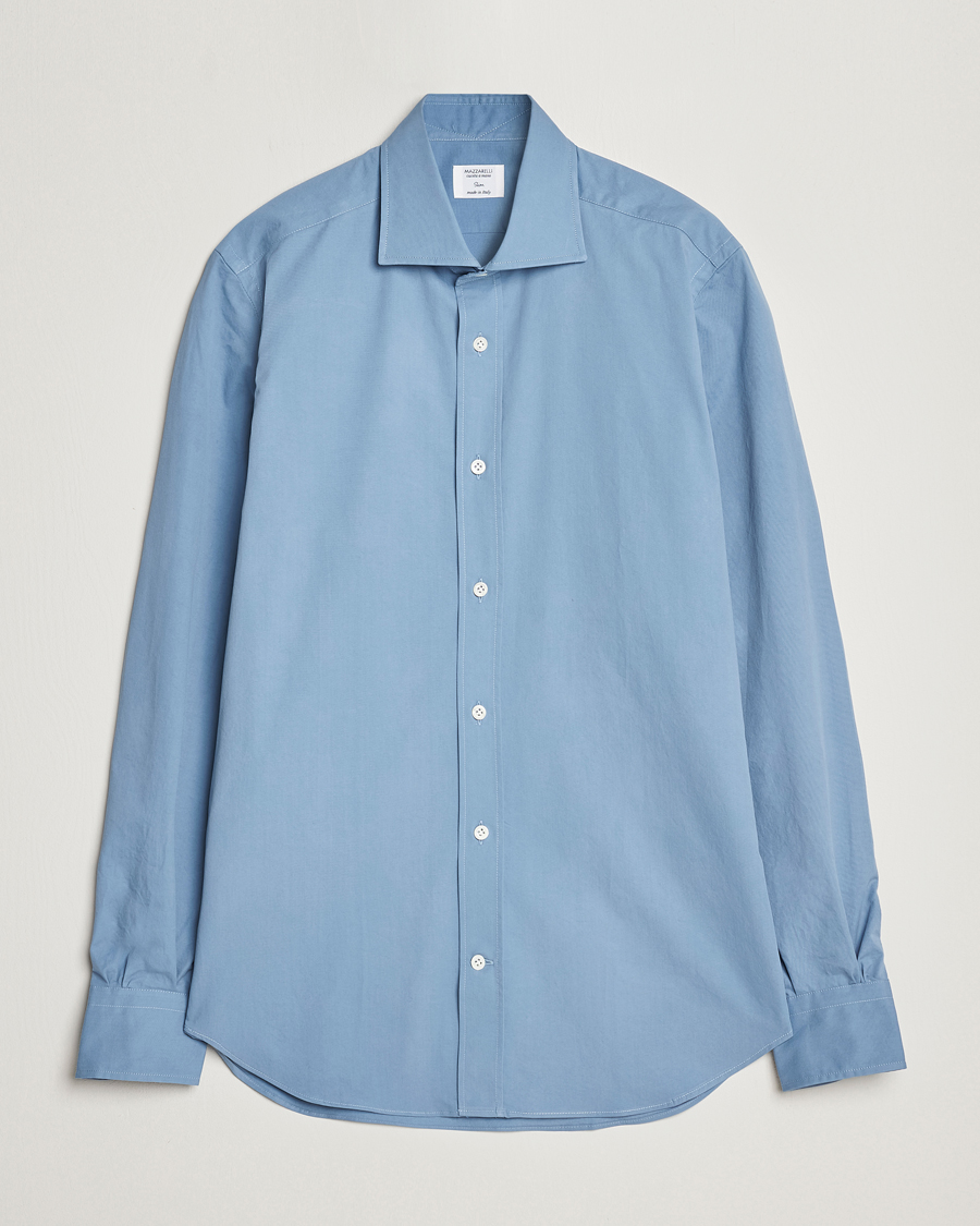 Heren | Overhemden | Mazzarelli | Soft Twill Cotton Shirt Light Blue