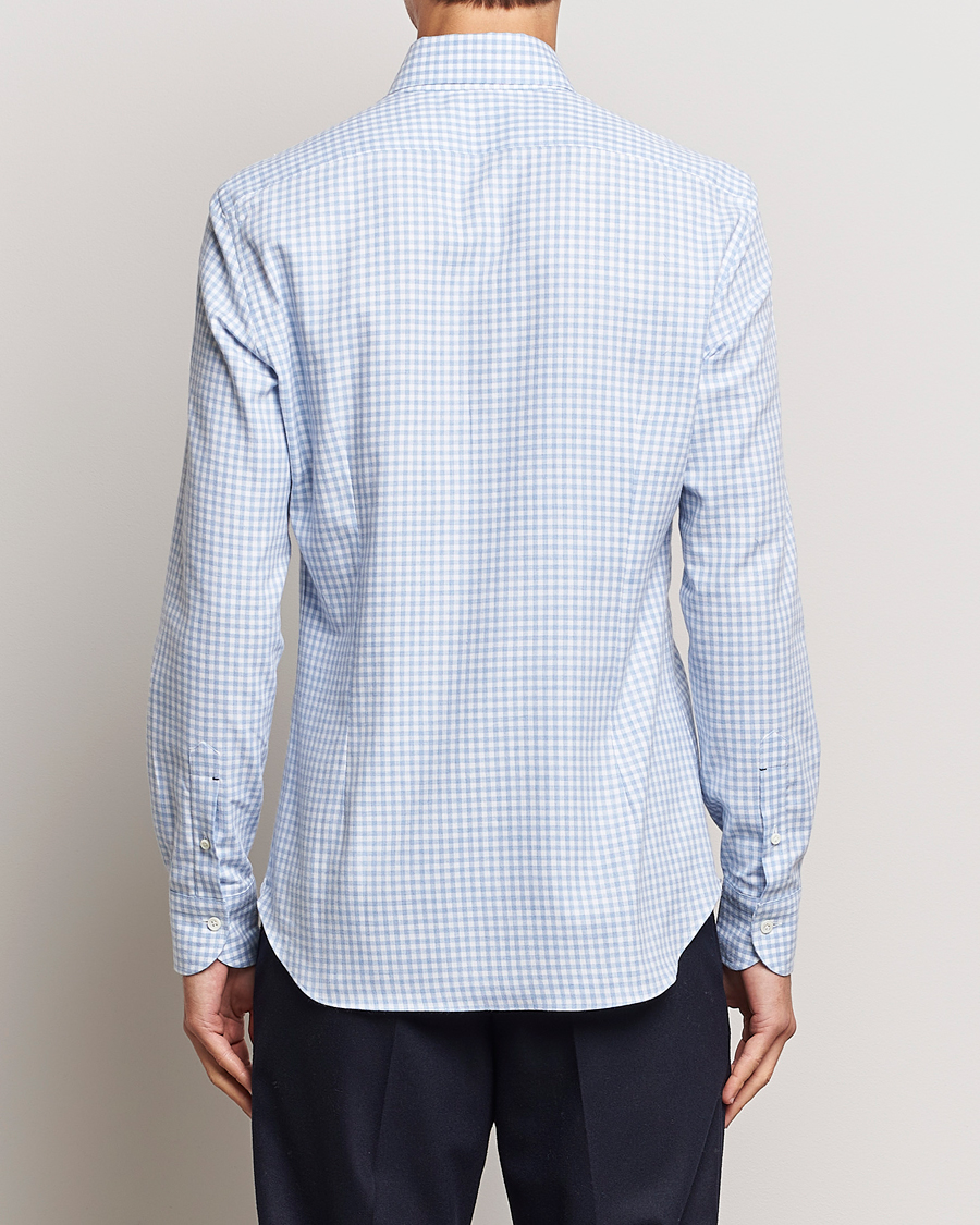 Heren | Overhemden | Mazzarelli | Soft Button Down Flannel Shirt Light Blue