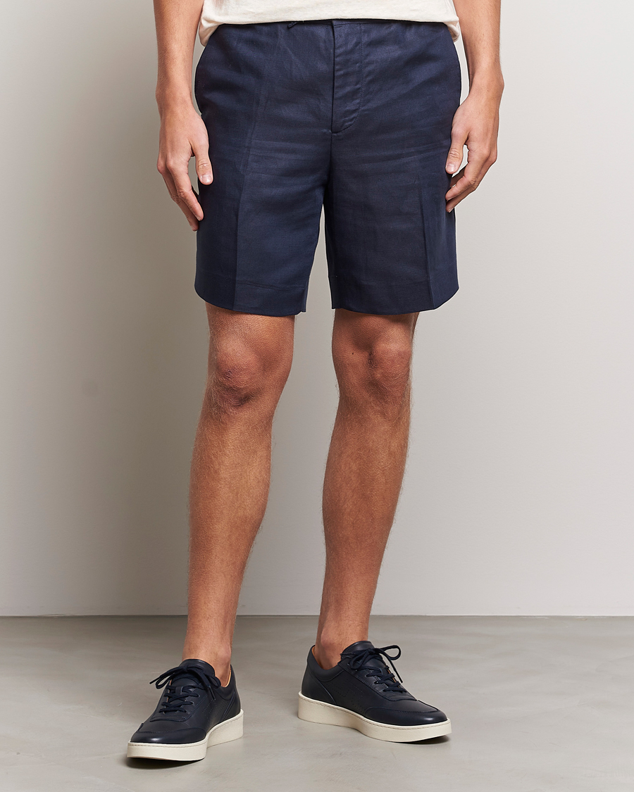 Heren | Korte broek | J.Lindeberg | Baron Tencel/Linen Shorts Navy