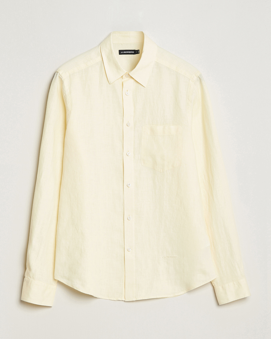 Heren |  | J.Lindeberg | Clean Linen Slim Shirt Pear Sorbet