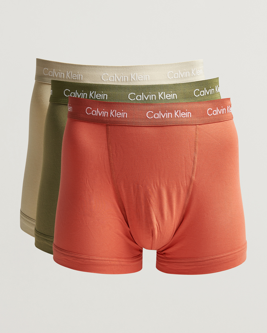 Heren |  | Calvin Klein | Cotton Stretch 3-Pack Trunk Beige/Red/Green