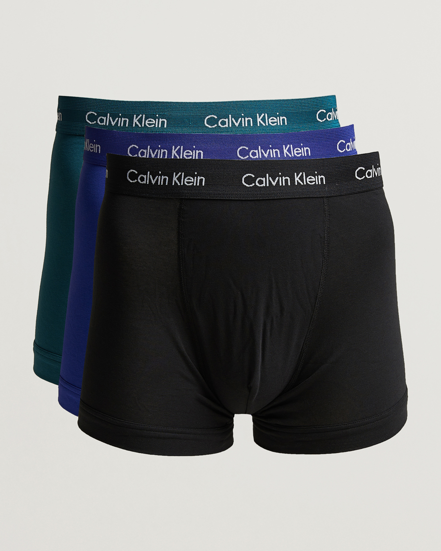 Heren |  | Calvin Klein | Cotton Stretch 3-Pack Trunk Blue/Black/Green