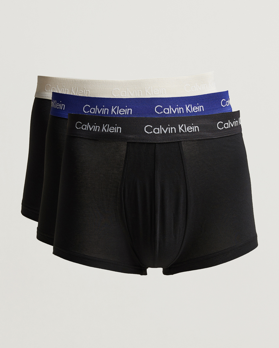 Heren |  | Calvin Klein | Cotton Stretch 3-Pack Low Rise Trunk Navy/Blue/Grey