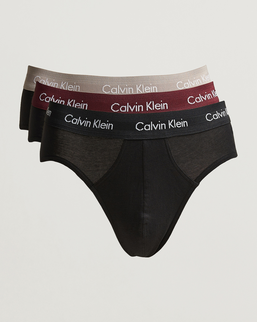 Heren |  | Calvin Klein | Cotton Stretch Hip Breif 3-Pack Black/Port Red/Grey