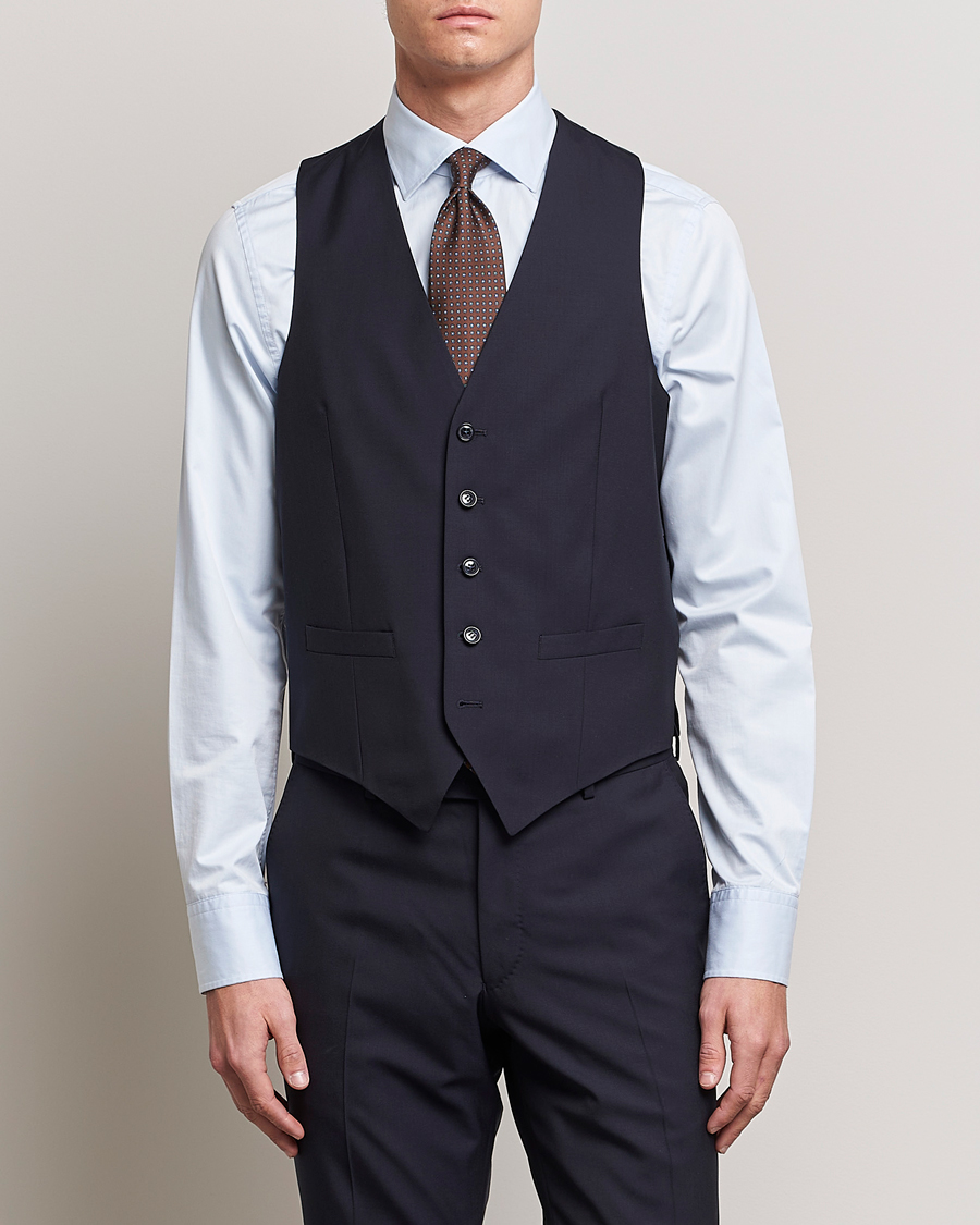 Heren | Business & Beyond | Oscar Jacobson | Carlo Wool Waistcoat Navy