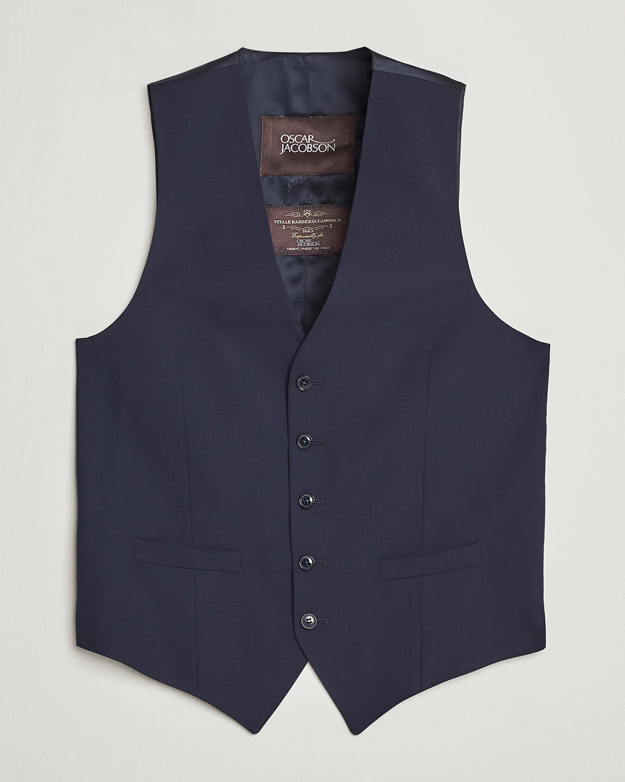 Heren | Blazers | Oscar Jacobson | Carlo Wool Waistcoat Blue