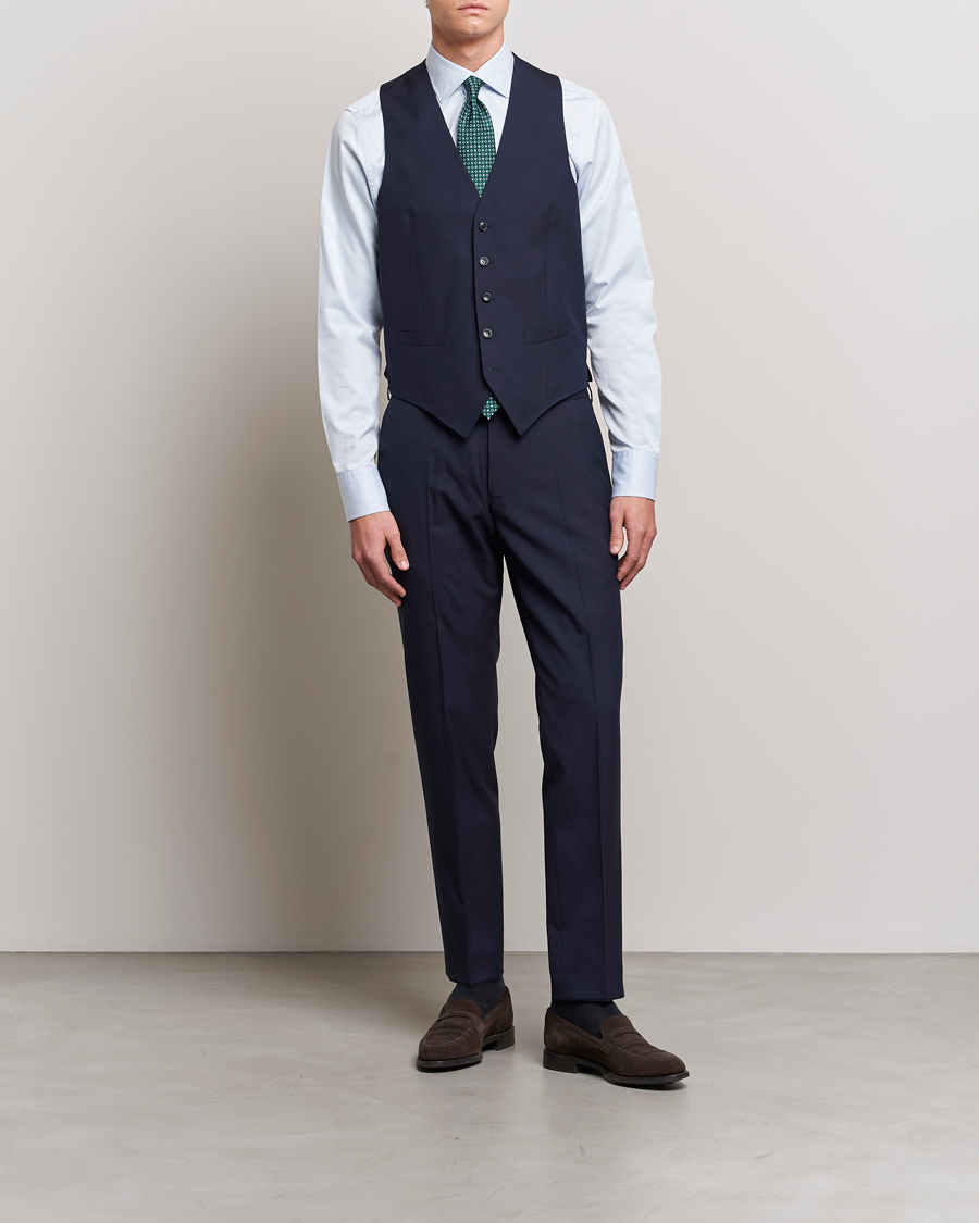 Heren | Blazers | Oscar Jacobson | Carlo Wool Waistcoat Blue