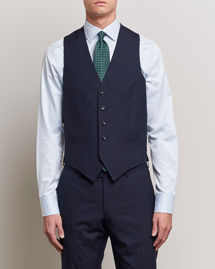 Heren | Business & Beyond | Oscar Jacobson | Carlo Wool Waistcoat Blue