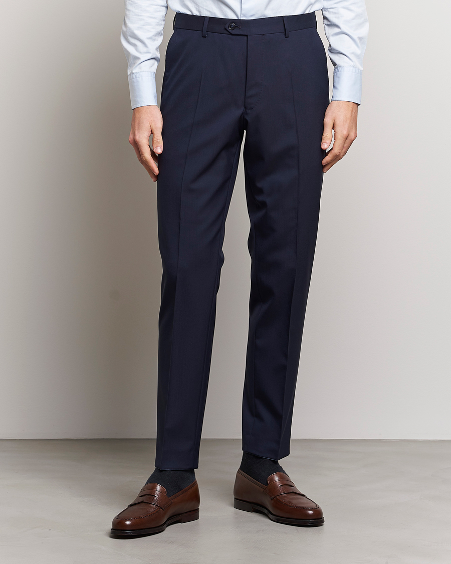 Heren | Trouwpak | Oscar Jacobson | Denz Wool Trousers Blue