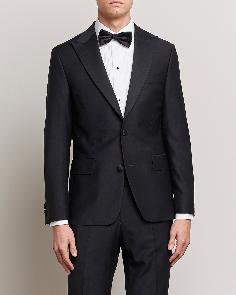 Heren | Smokingjassen | Oscar Jacobson | Elder Wool Tuxedo Blazer Black