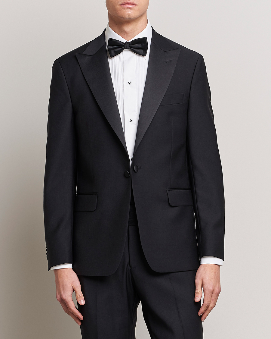 Heren | Zwarte stropdas | Oscar Jacobson | Frampton Wool Tuxedo Blazer Black