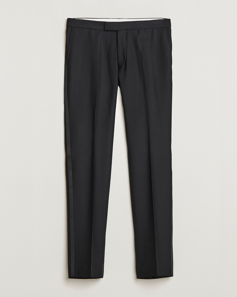 Heren | Broeken | Oscar Jacobson | Devon Wool Tuxedo Trousers Black