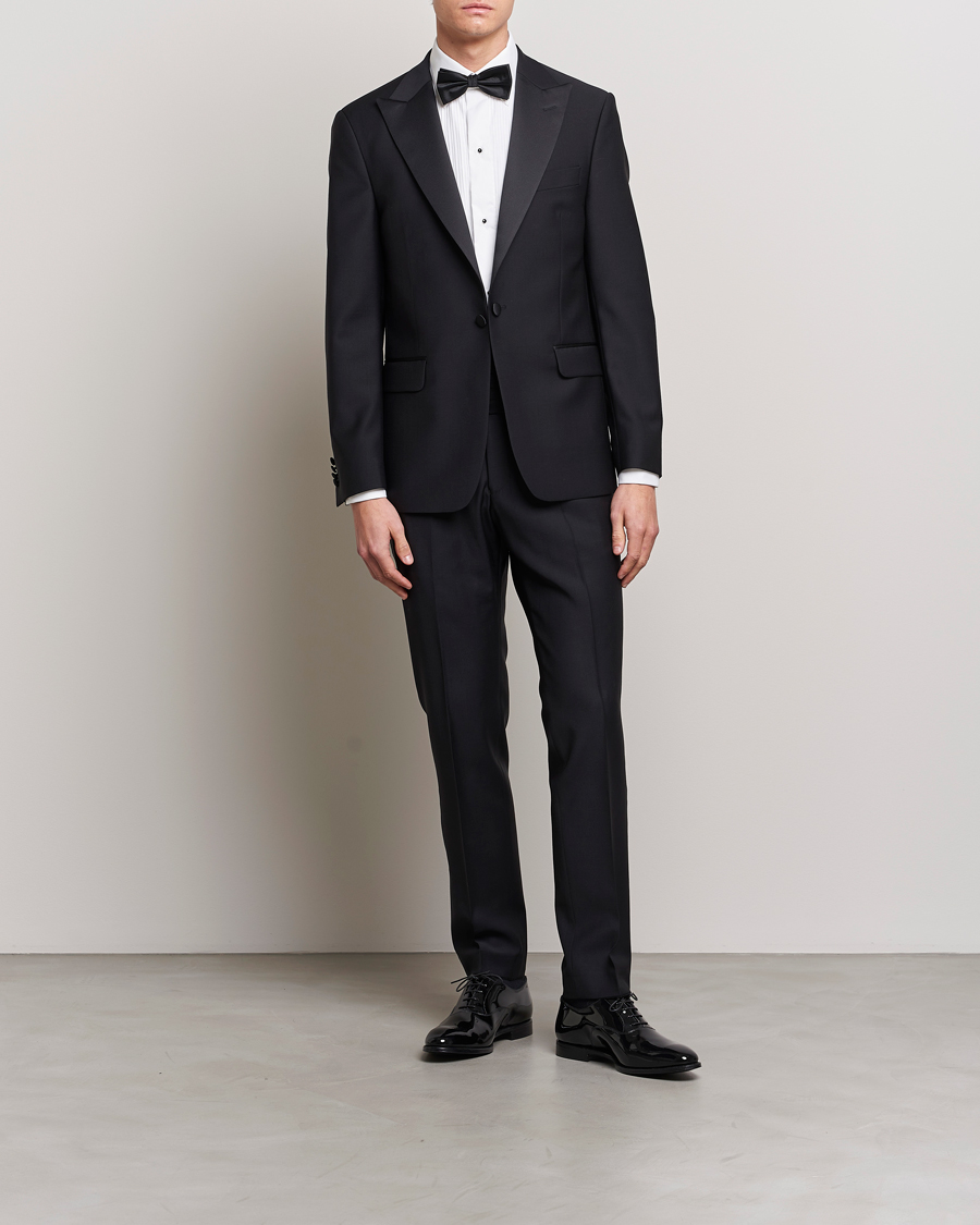 Heren | Broeken | Oscar Jacobson | Devon Wool Tuxedo Trousers Black