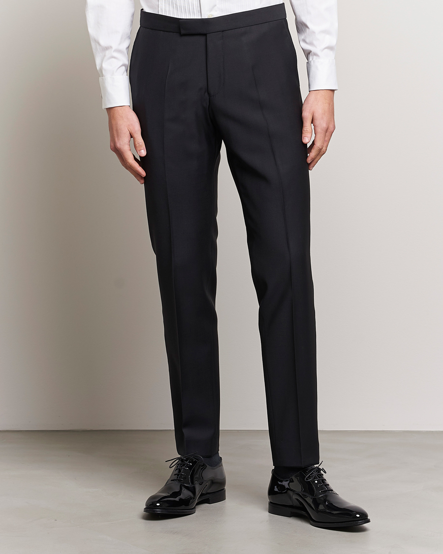 Heren | Broeken | Oscar Jacobson | Devon Wool Tuxedo Trousers Black