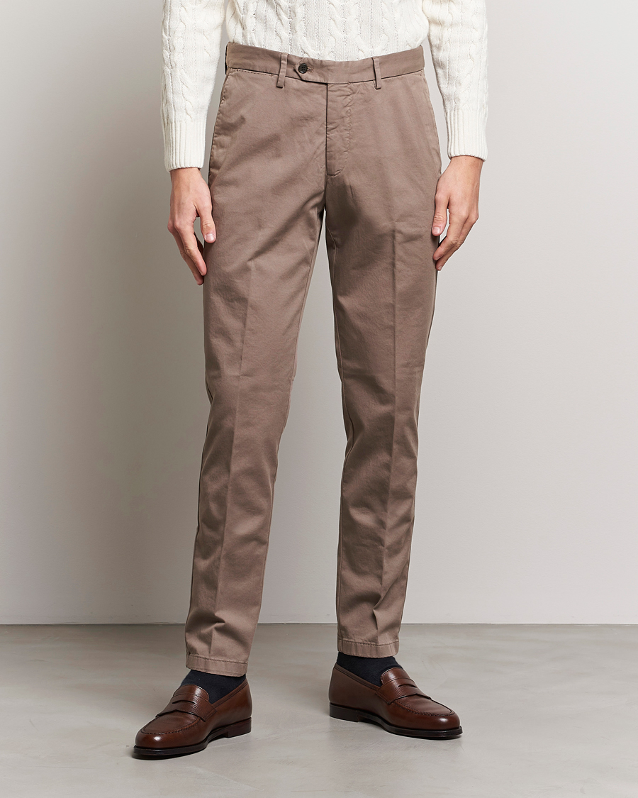 Heren | Business & Beyond | Oscar Jacobson | Danwick Cotton Trousers Light Brown