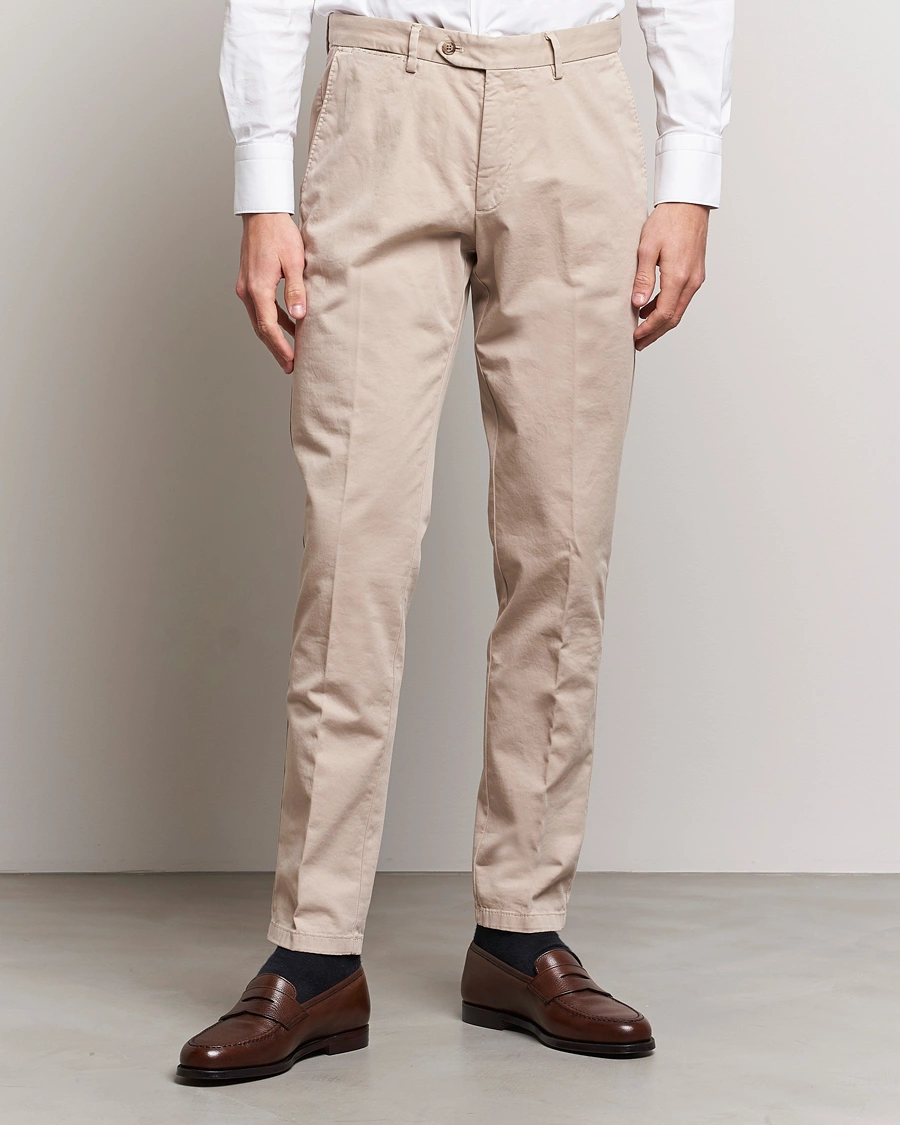 Heren | Chino's | Oscar Jacobson | Danwick Cotton Trousers Beige