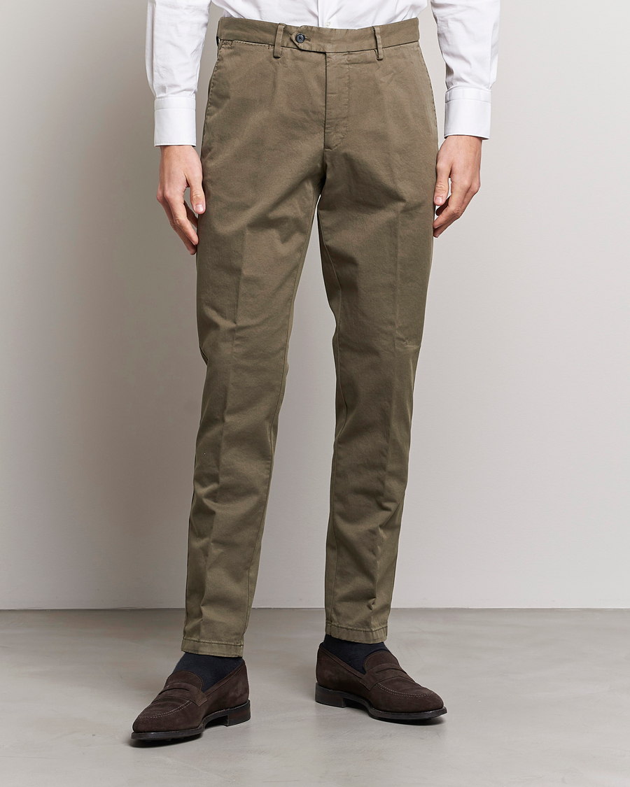 Heren | Smart casual | Oscar Jacobson | Danwick Cotton Trousers Olive