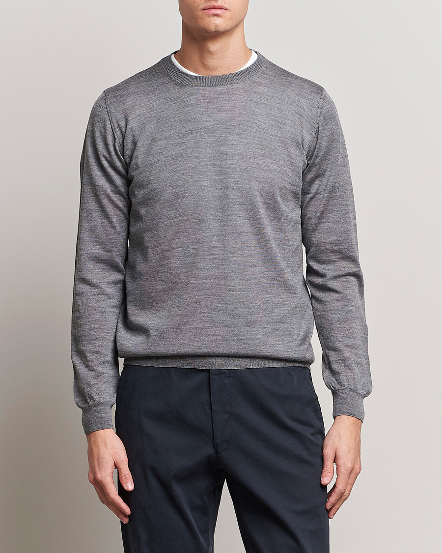 Heren | Business & Beyond | Oscar Jacobson | Custer Merino Wool Roundneck Grey