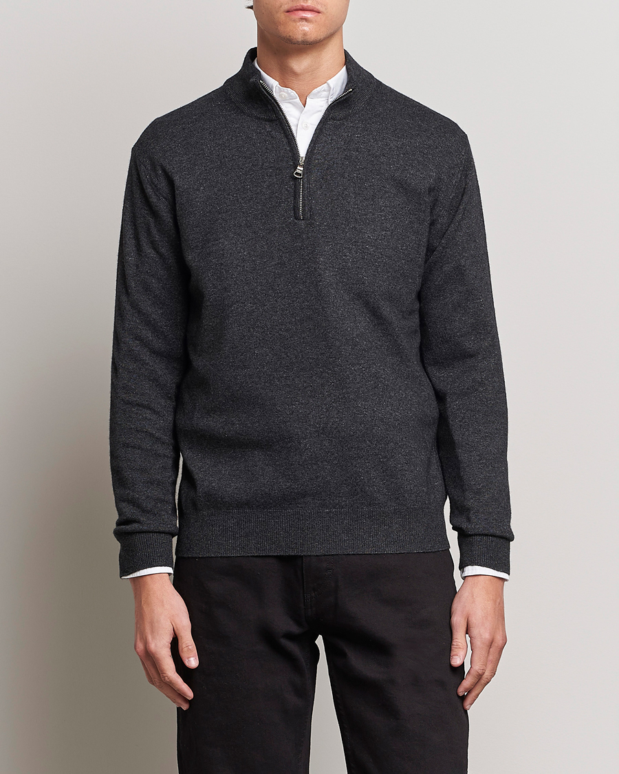 Heren | Truien | Oscar Jacobson | Patton Wool Half-Zip Grey