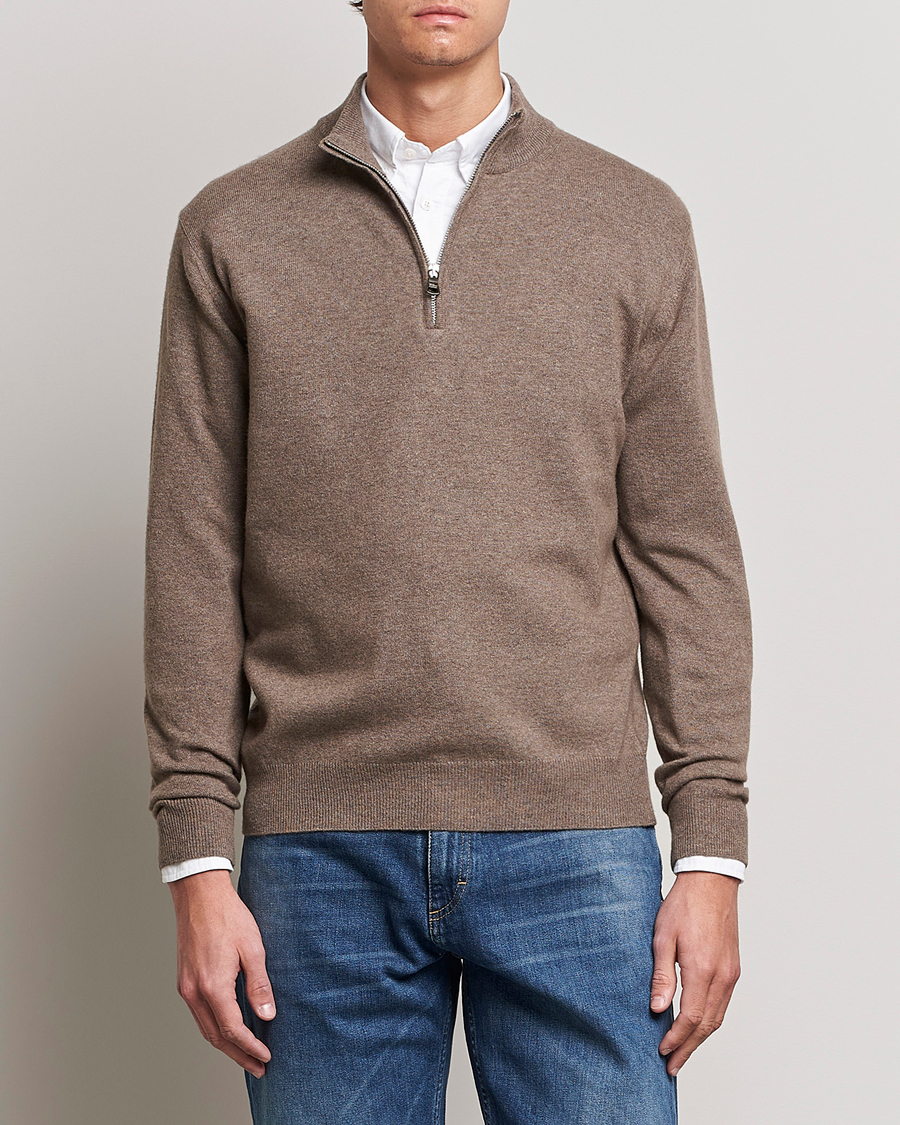 Heren |  | Oscar Jacobson | Patton Wool Half-Zip Beige