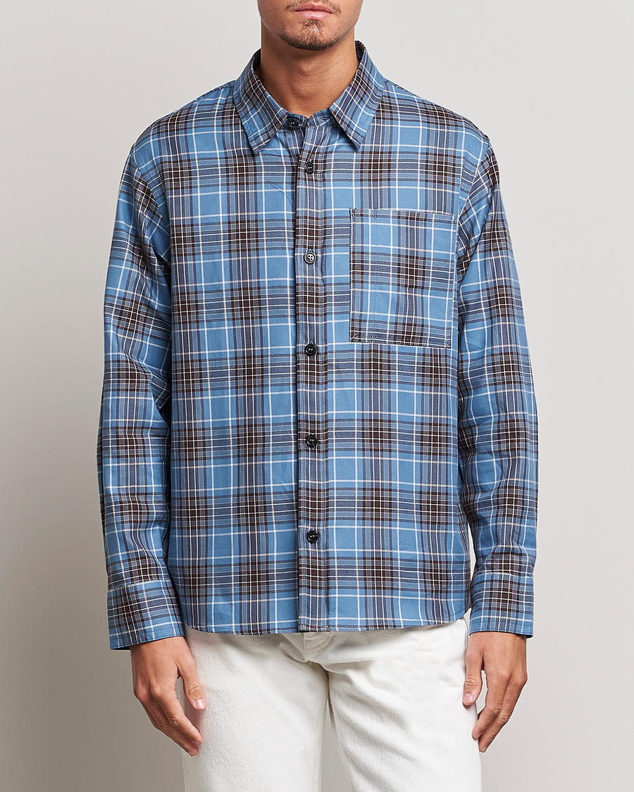 Heren | Sale | A.P.C. | Graham Checked Overshirt Clear Blue