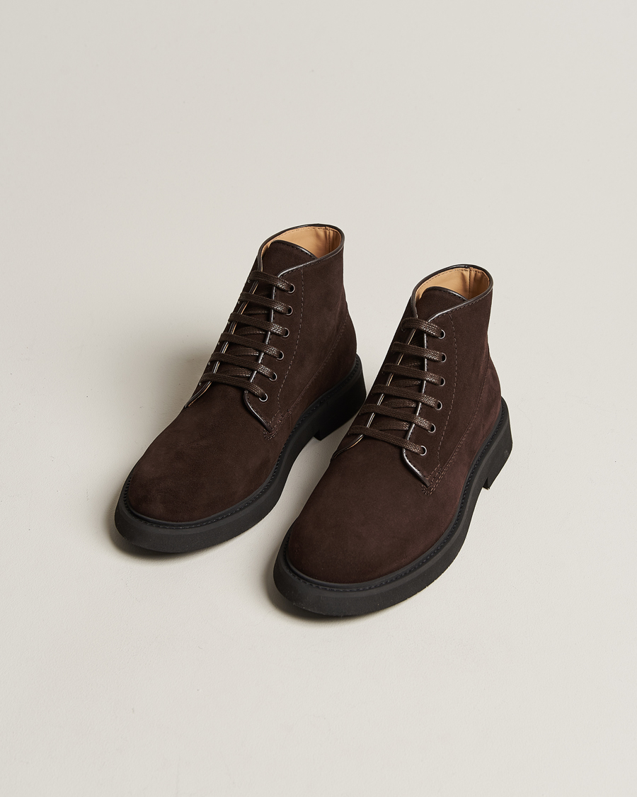 Heren | A.P.C. Suede Lace Up Boots Dark Brown | A.P.C. | Suede Lace Up Boots Dark Brown